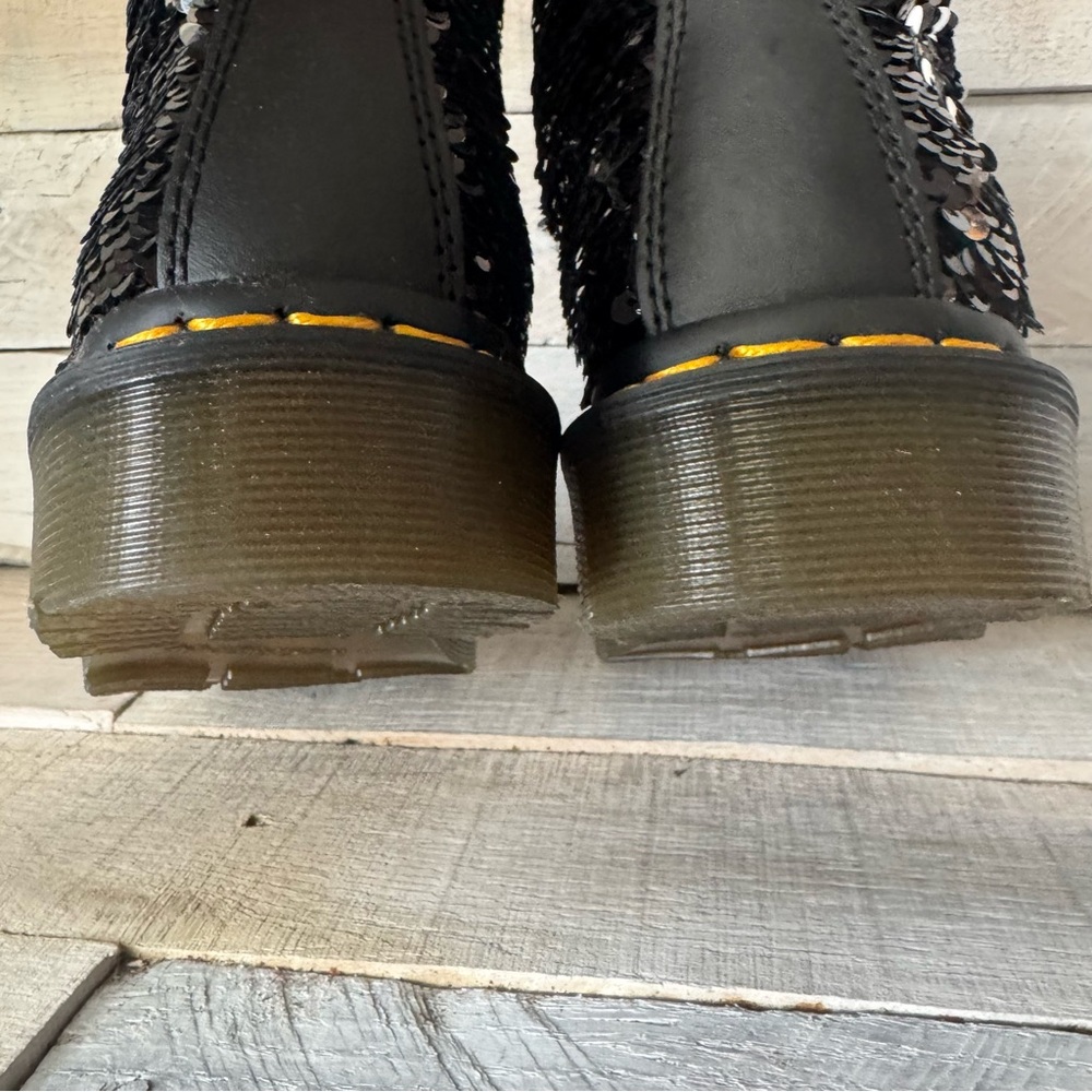 Dr. Martens Black Sequin Combat Boots - Picture 5 of 12
